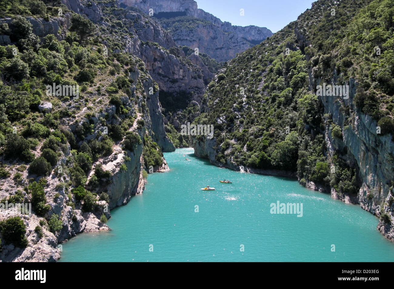 Les gorges du Verdon au Lac de Sainte-Croix, à Aiguines, Provence, France Banque D'Images