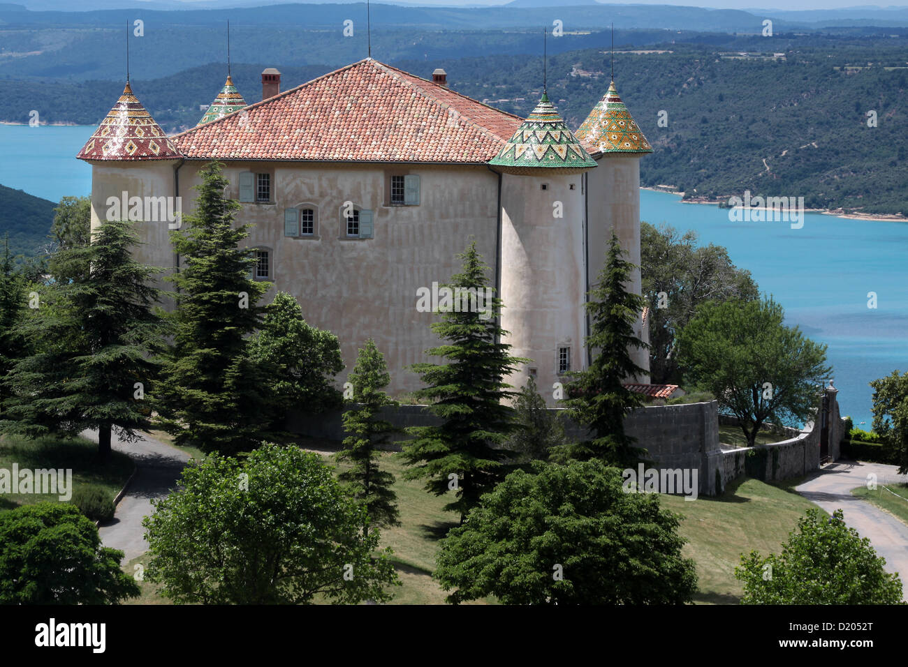 Le château à Aiguines Aiguines en Provence, France Banque D'Images