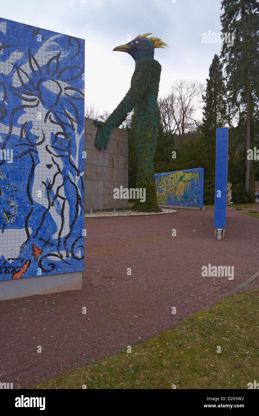 Erdgeist par André Heller (Autriche), la carte du monde, Weltkarte des Lebens par Stefan Szcesny, Parc de l'Alte Abtei (ex-Ben Banque D'Images