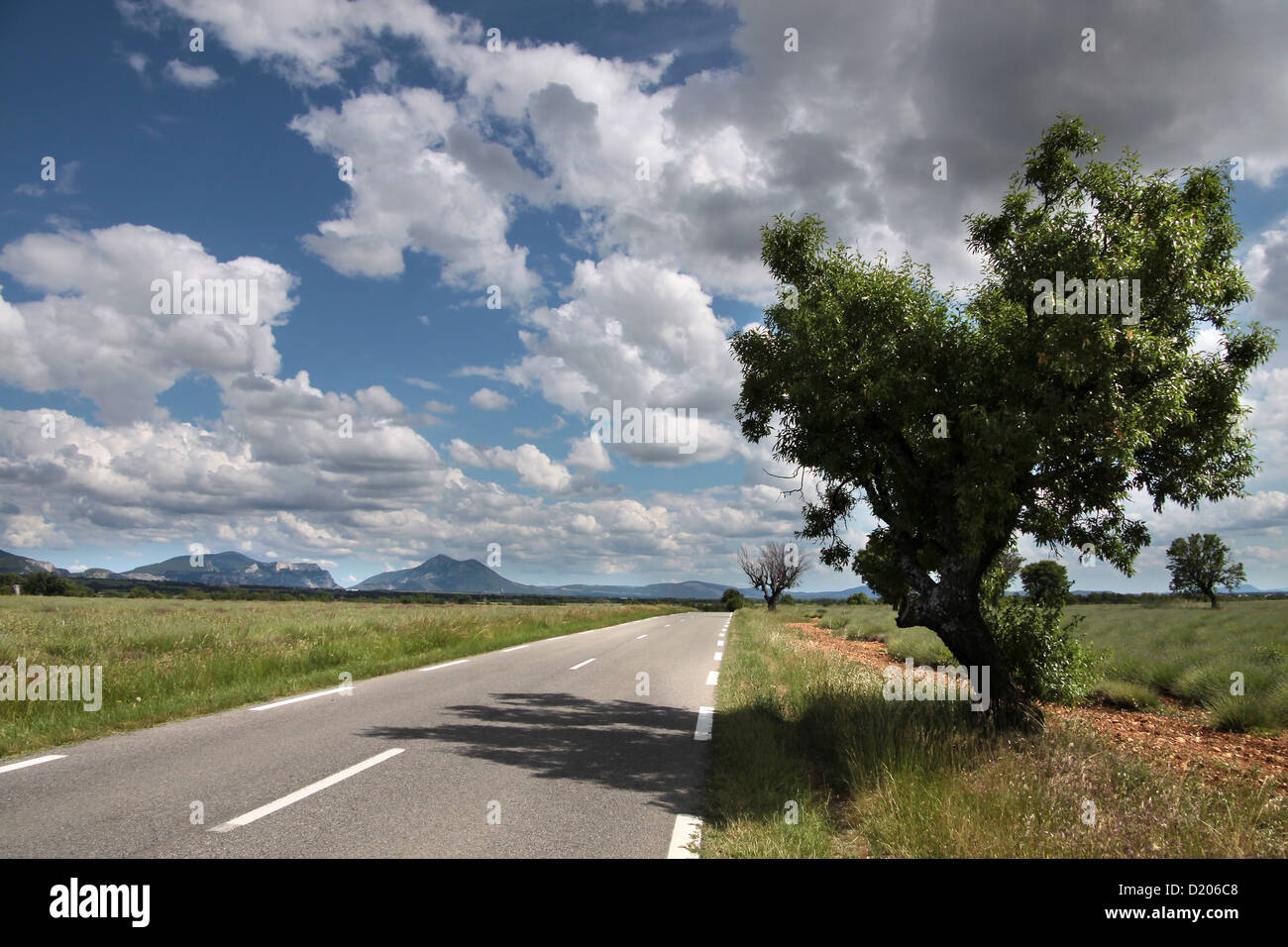 L'autoroute dans le sud de la France sur le Plateau de Valensole à Moustiers-Sainte-Marie en Provence Banque D'Images