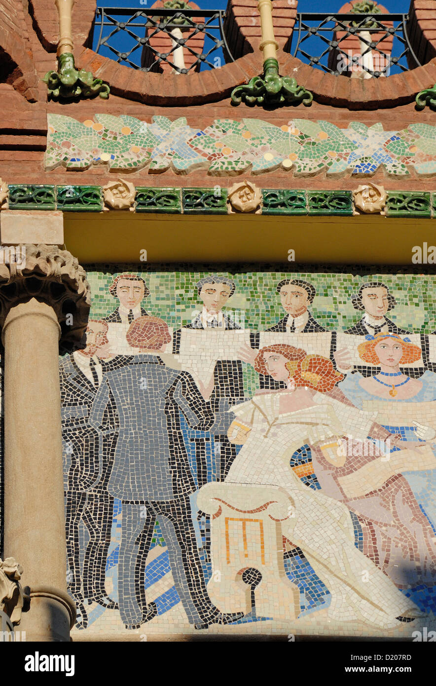 Espagne, Catalogne, Barcelone. Palau de la Musica Catalana (Palais de la musique catalane - 1908) détail façade Banque D'Images