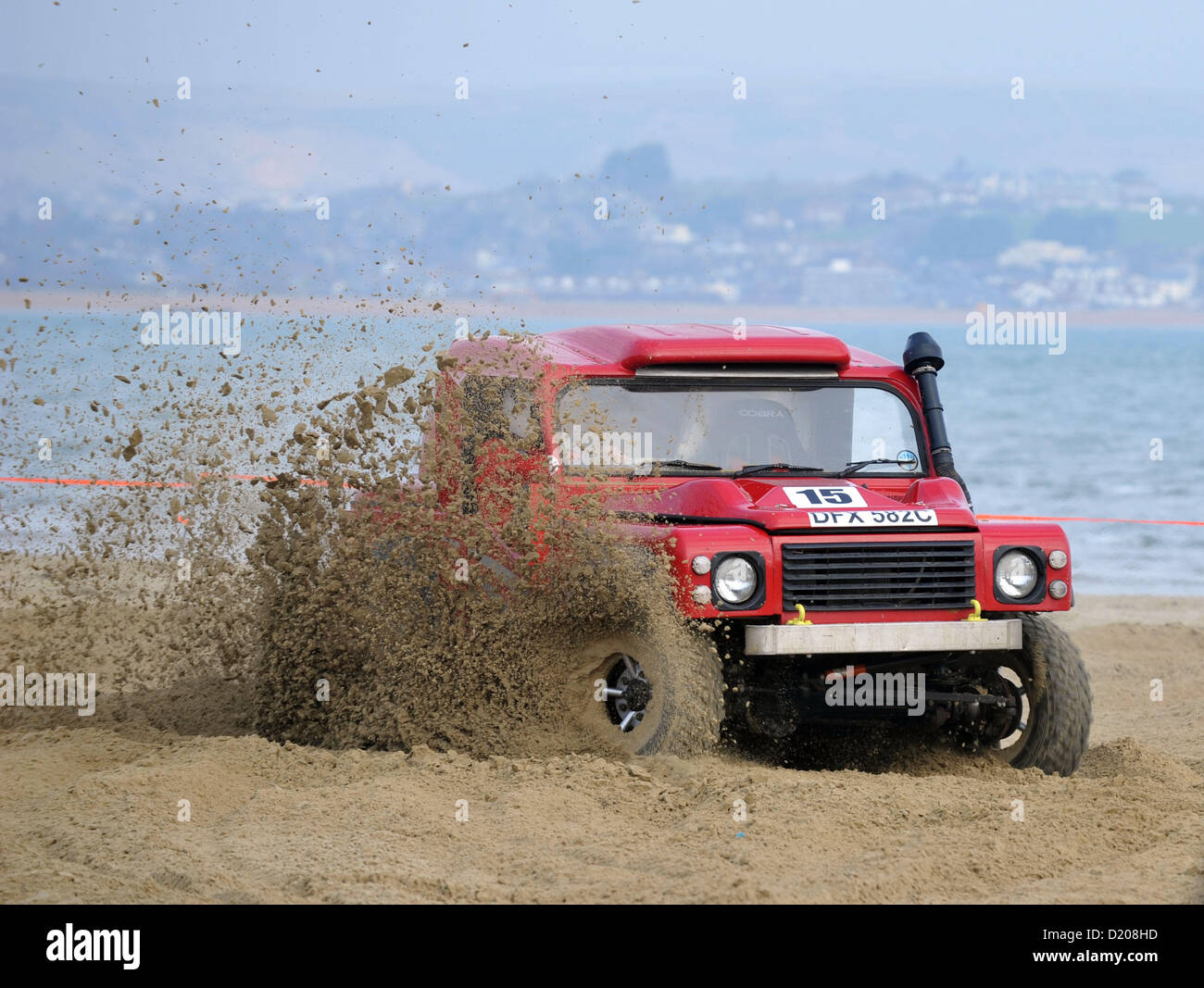 L'extrême off road racing presse et médias journée à Weymouth, Dorset, Angleterre. La plage sera repris pour deux jours en février et utilisé comme un circuit de course qui comprendra de nombreux sauts creusé dans le sable. 9 janvier, 2013 Photo par : SERVICE DE PRESSE DE DORSET Banque D'Images