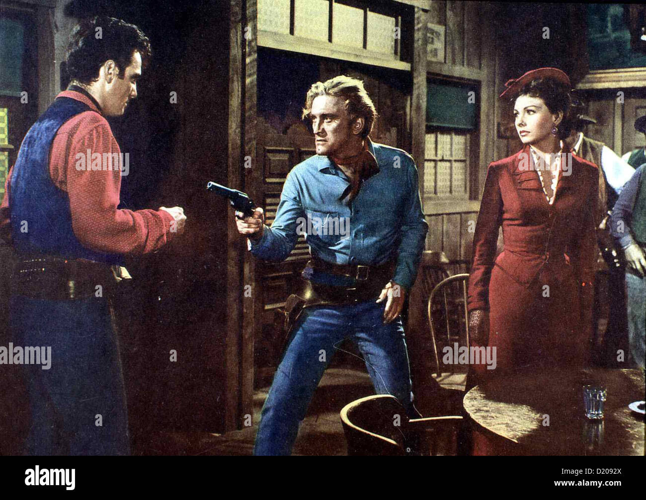 Stahlharter mit Faust Homme sans étoiles Jeff (William Campbell), Dempsey (Kirk Douglas), Reed Bowman (Jeanne Crain) *** Les Banque D'Images