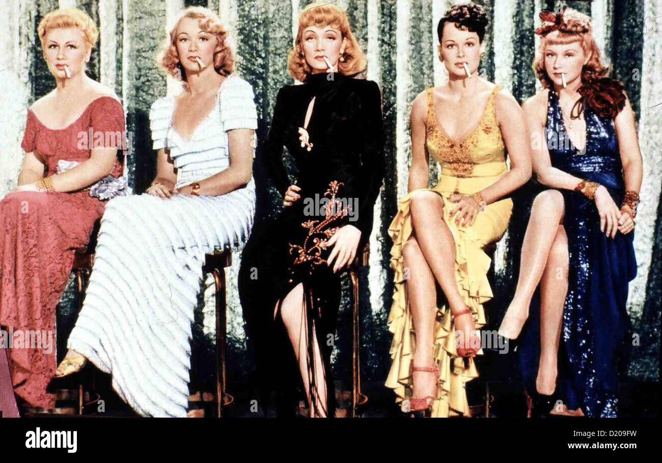 La main-d'Herzen Dans Flammen Barbara Pepper, Eve Arden, Marlene Dietrich, Dorothy Appleby, Joyce Compton Fay (Marlene Dietrich) Banque D'Images