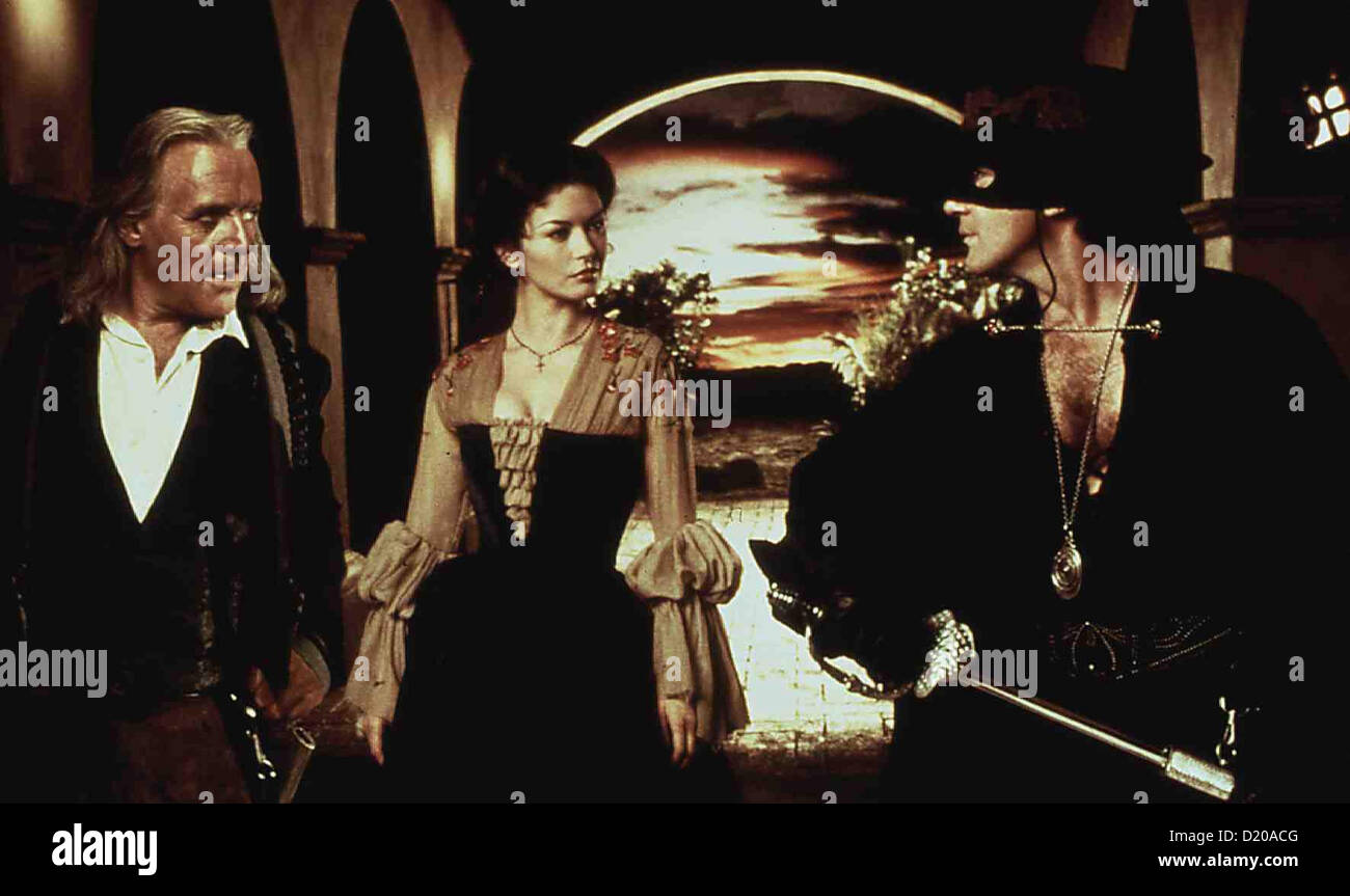 Die Maske Des Masque de Zorro Zorro, Anthony Hopkins, Catherine Zeta-Jones, Antonio Banderas 20 Jahre sind vergangen seit der Banque D'Images