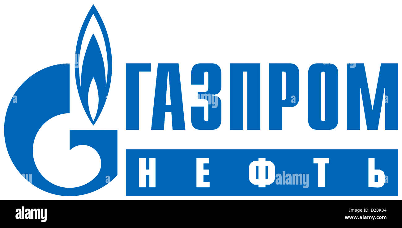 Logo de l'entreprise de la Fédération des entreprises d'huile minérale dans un Gazprom-Neft Cyrillique document avec siège à Moscou. Banque D'Images
