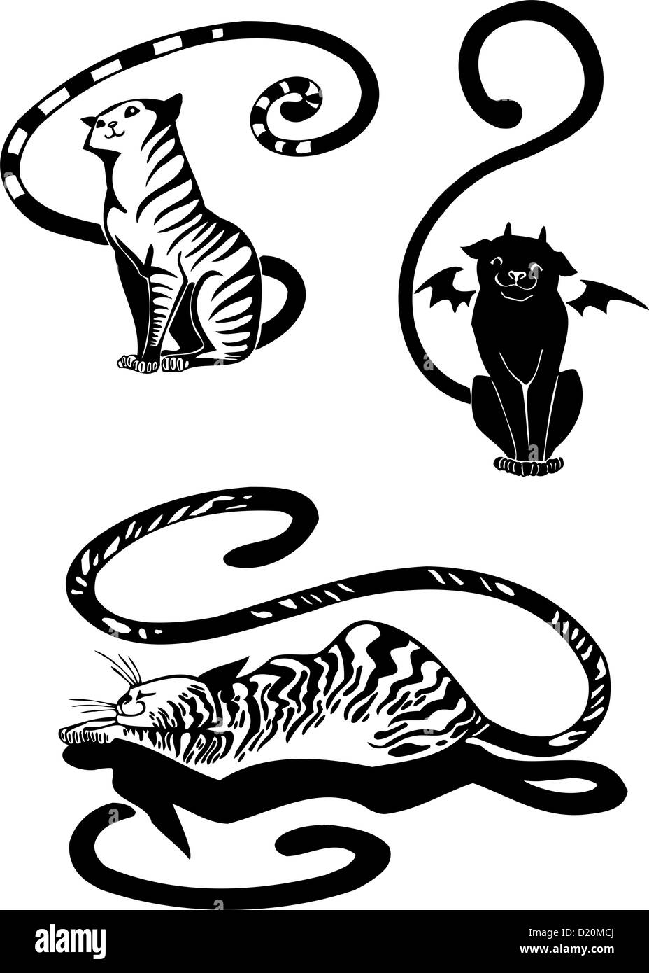 Les chats stylisés - élégance et la grâce des chats. Banque D'Images