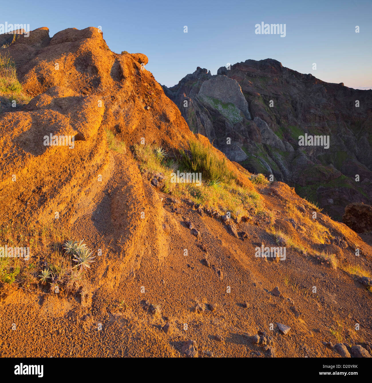 Paysage volcanique dans la lumière du matin, Pico das Torres, Pico do Arieiro, Madeira, Portugal Banque D'Images