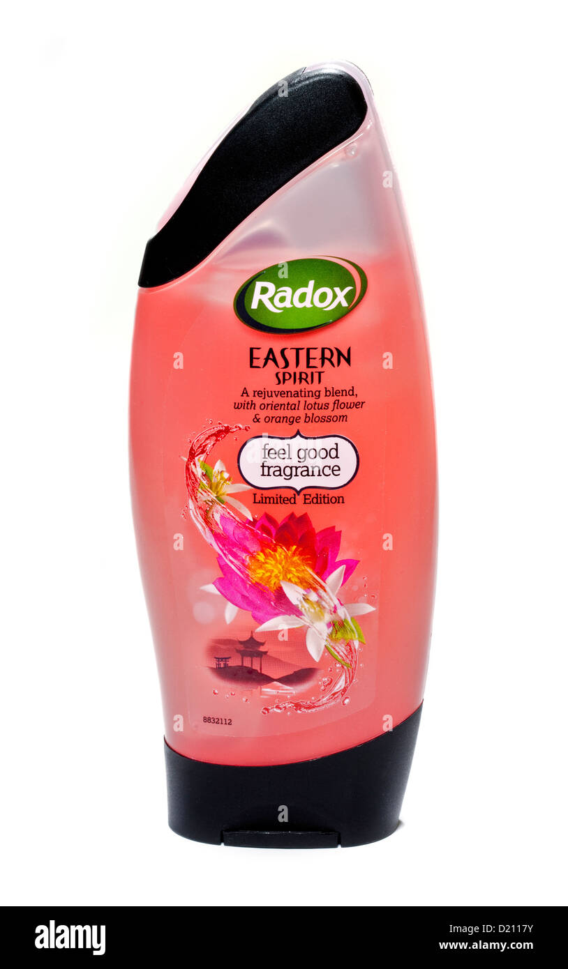 L'esprit du gel douche Radox Banque D'Images