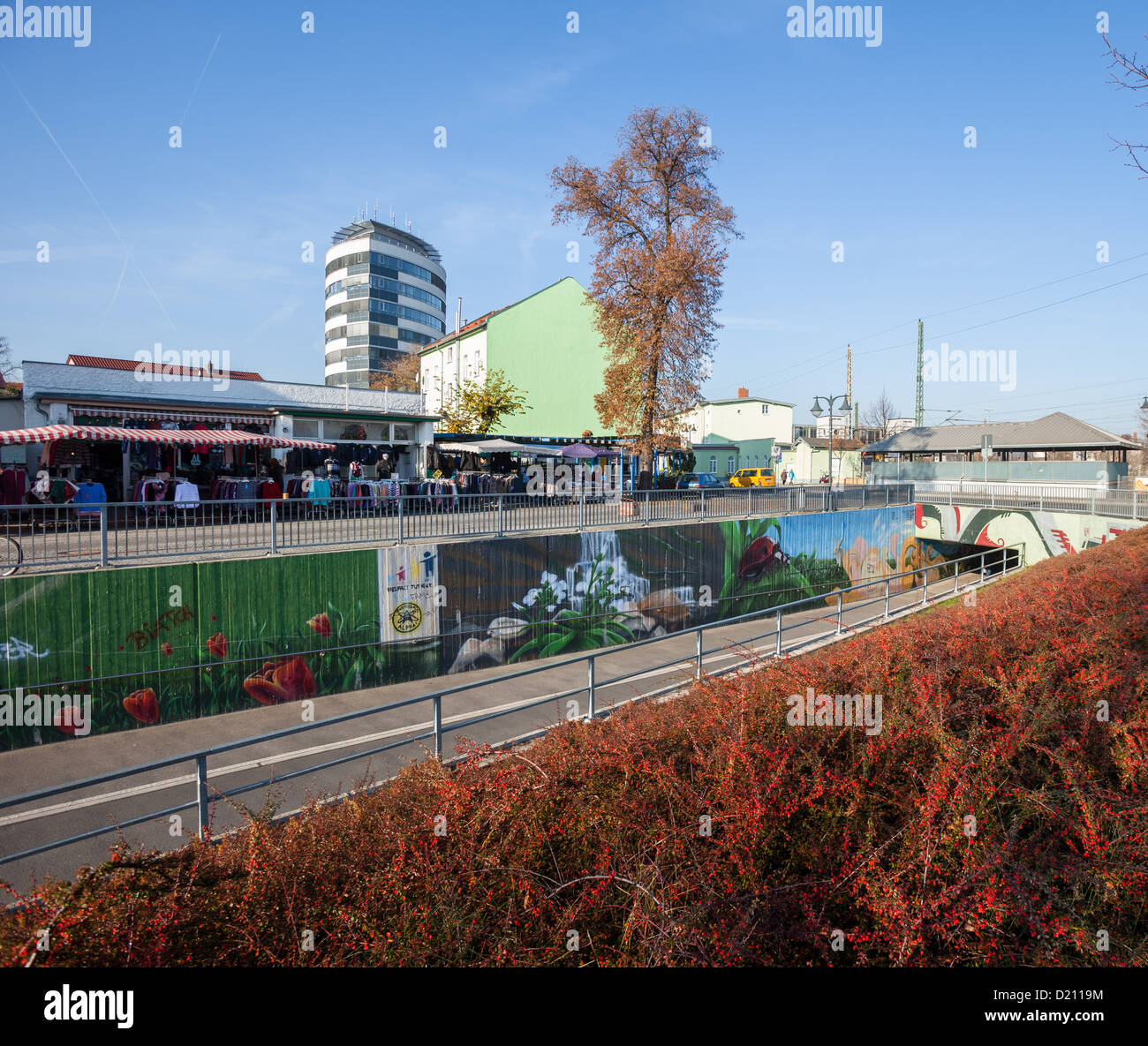 Passage inférieur pour piétons et de la rue du marché, Fuerstenwalde / Spree, Brandebourg Banque D'Images