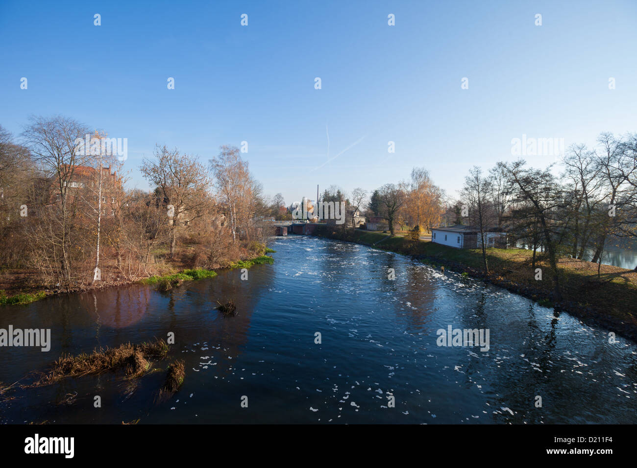 Vue sur la rivière Spree, Fuerstenwalde, Brandebourg Banque D'Images