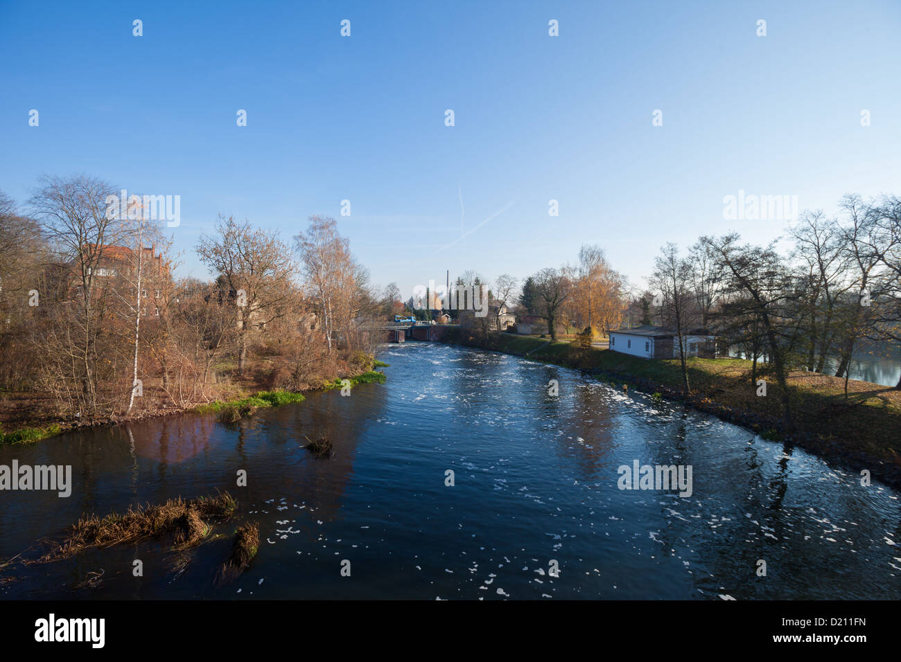 Vue sur la rivière Spree, Fuerstenwalde, Brandebourg Banque D'Images
