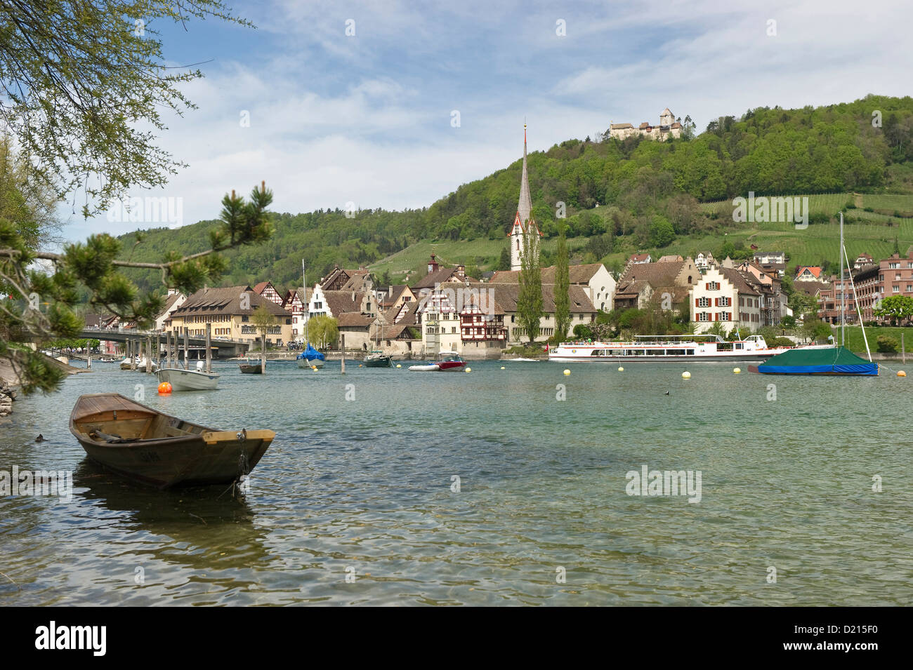Vue sur la petite ville de Stein am Rhein, le lac de Constance, canton de Schaffhouse, Suisse, Europe Banque D'Images