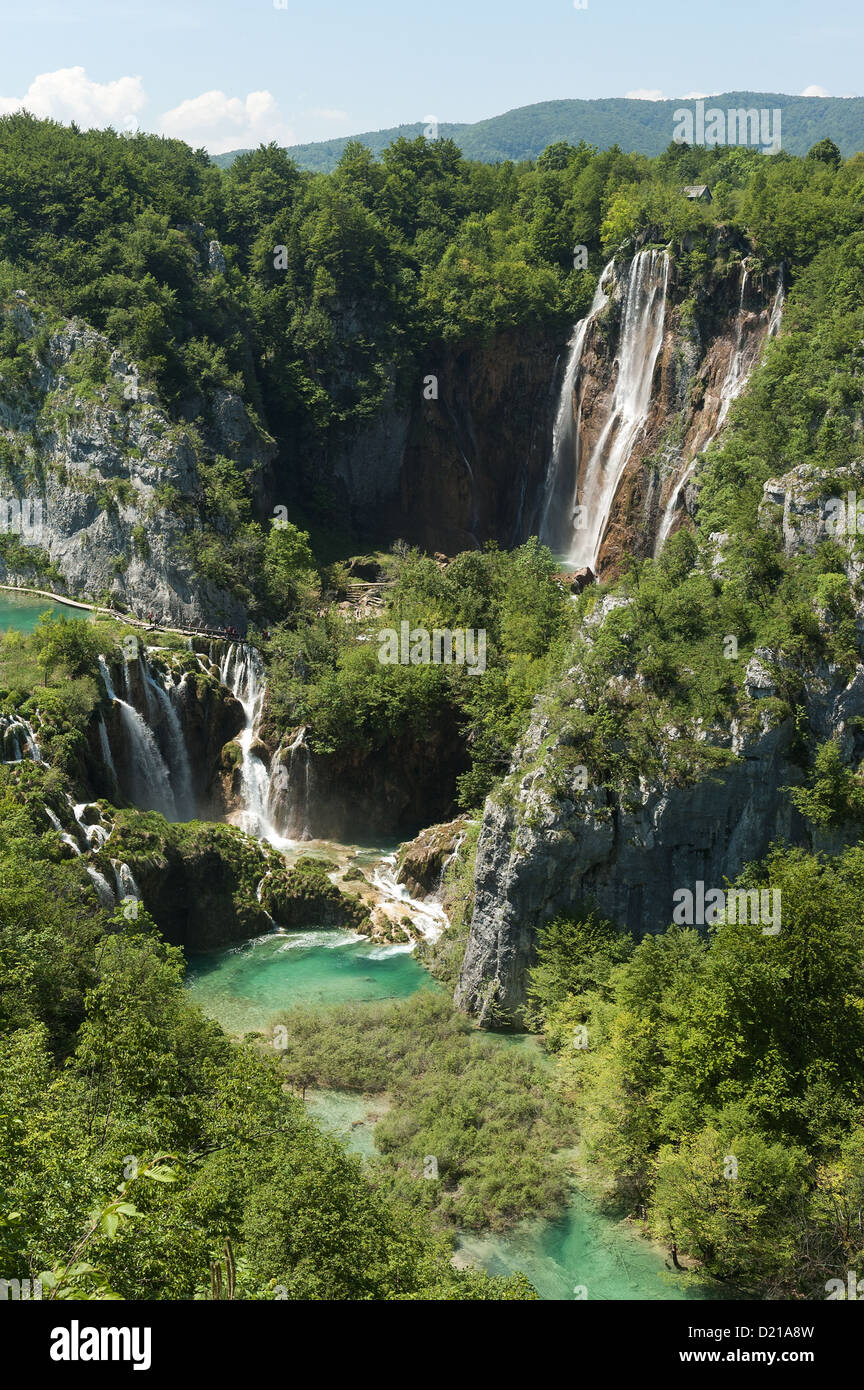 Elk192-1777v Croatie, le Parc National de Plitvice, lacs, piscines en travertin Banque D'Images