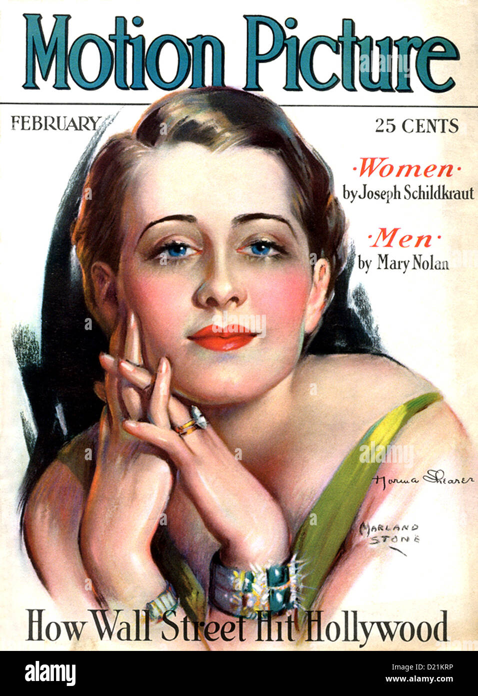 NORMA SHEARER (1902-1983) Actrice film Cnadian-American sur il couvert d'un fan magazine 1930 Banque D'Images