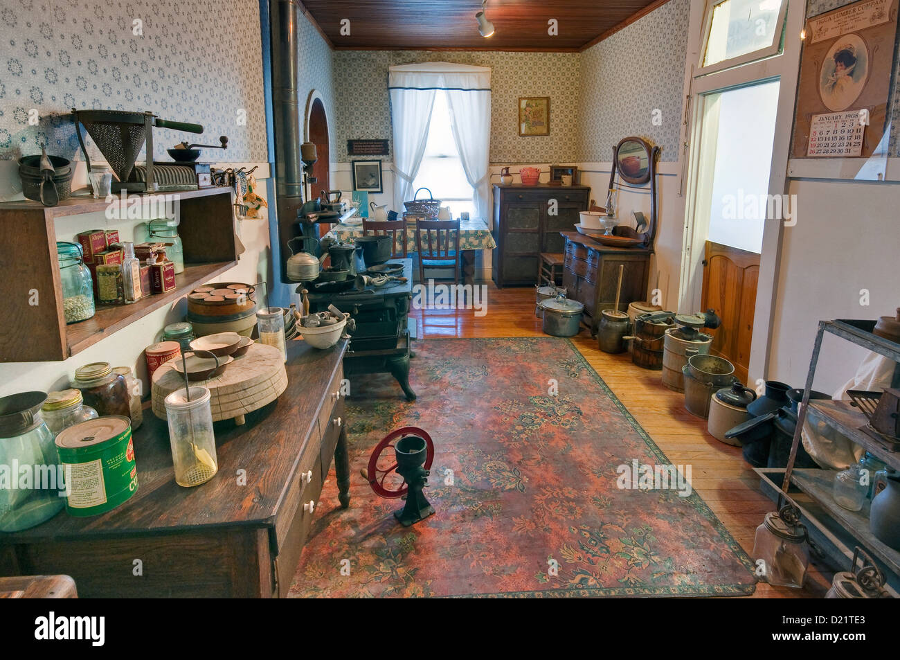 Pièce Cuisine pionnier à l'ouest de la Pecos Museum de Pecos, Texas, États-Unis Banque D'Images