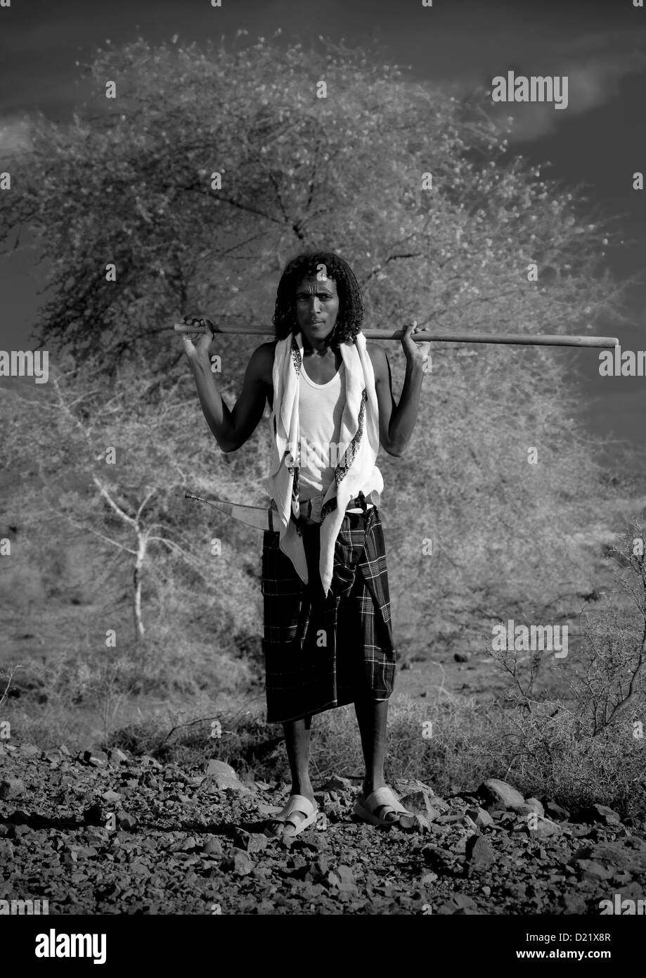 Guerrier de la tribu Afar, Assaita, état de l'Afar, en Ethiopie Banque D'Images