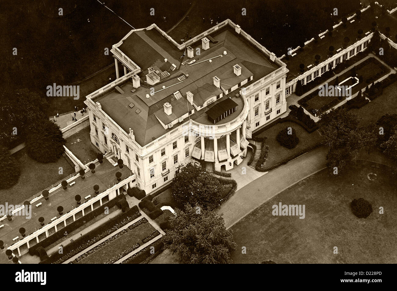 Photographie aérienne historique Maison Blanche, Washington, DC Banque D'Images