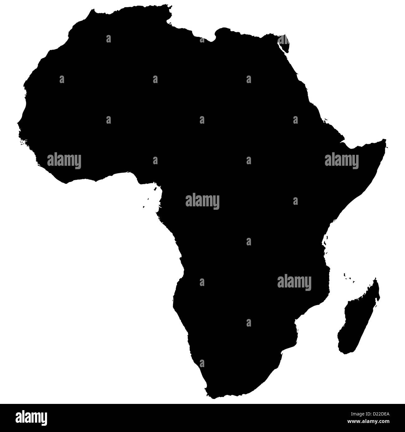 Silhouette carte de l'Afrique sur fond blanc Banque D'Images