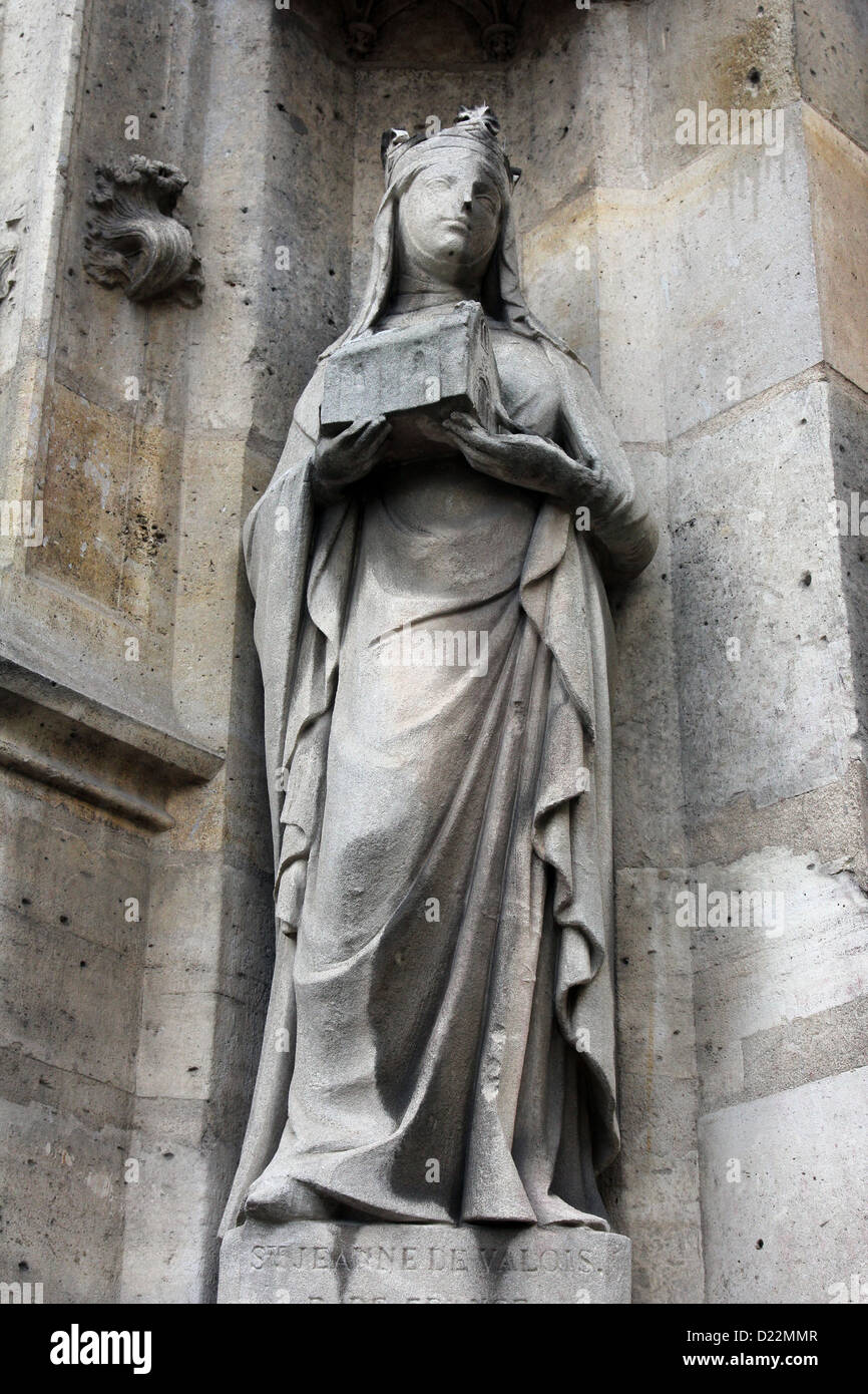 Sainte Jeanne de Valois statue, Saint Germain l'Auxerrois, église, Paris Banque D'Images