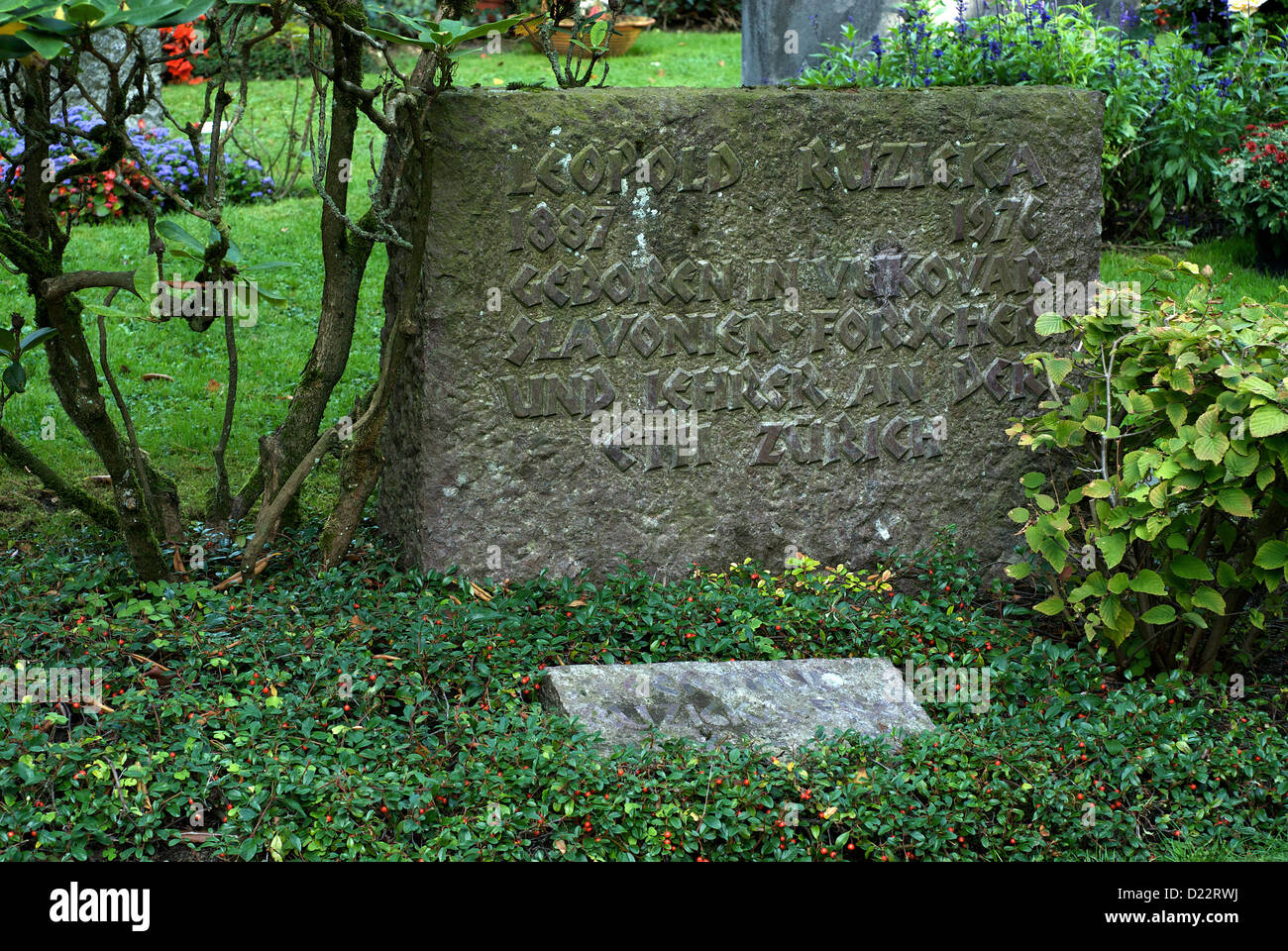 Zurich, Suisse, la tombe de la chimiste Leopold Ruzicka Banque D'Images