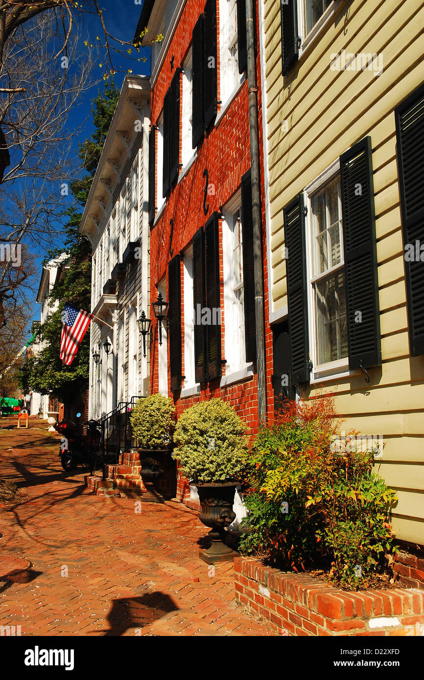 Un quartier résidentiel dans la ville historique de Alexandria en Virginie Banque D'Images
