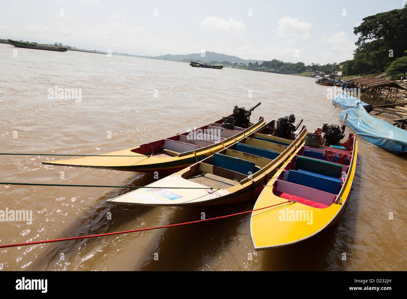 Le fleuve Mékong en divisant la Thaïlande et le Laos à Chiang Saen, Chiang Rai province de Thaïlande Banque D'Images