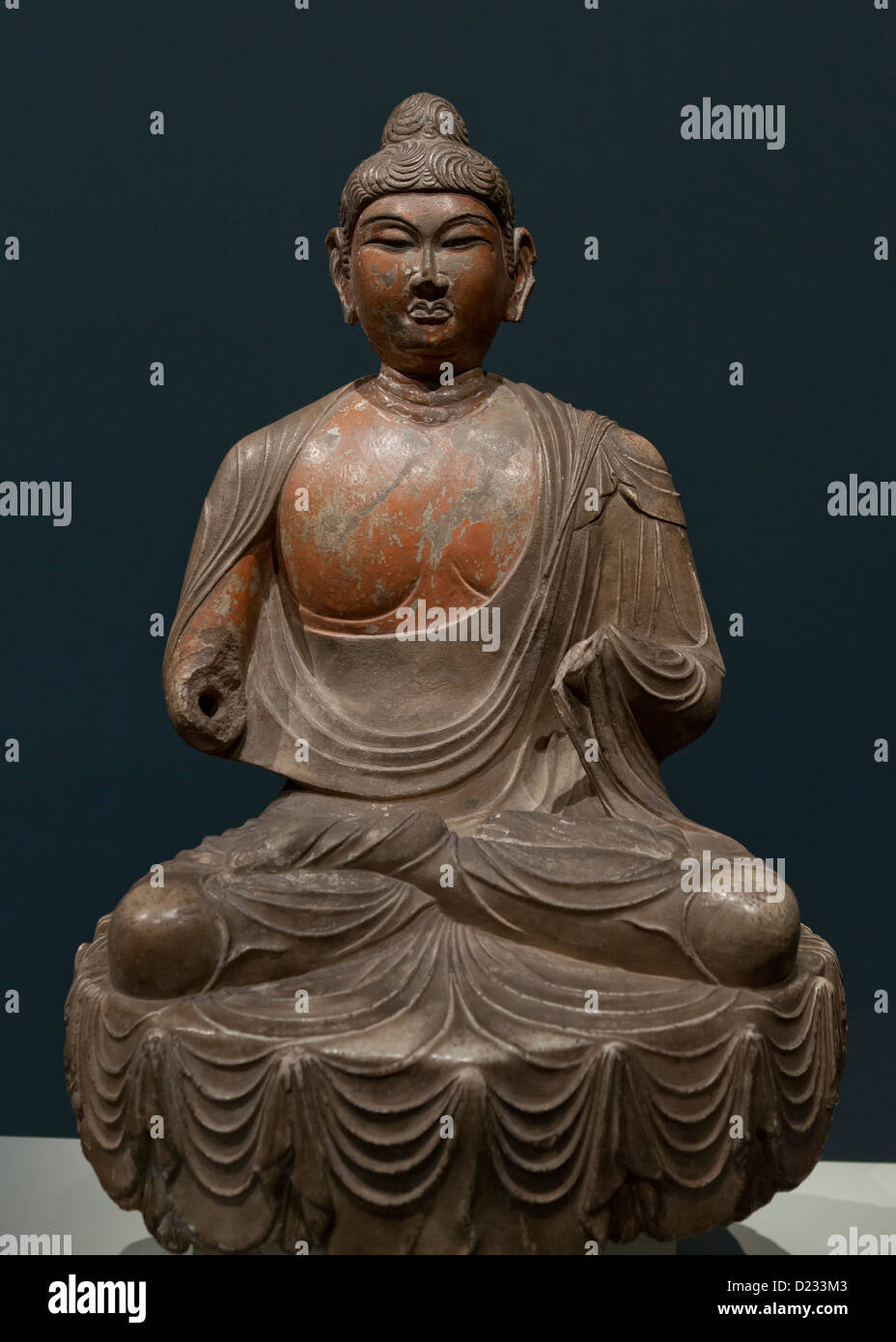 Sculpture de bouddha, dynastie des Tang, la Chine, 8e siècle Banque D'Images