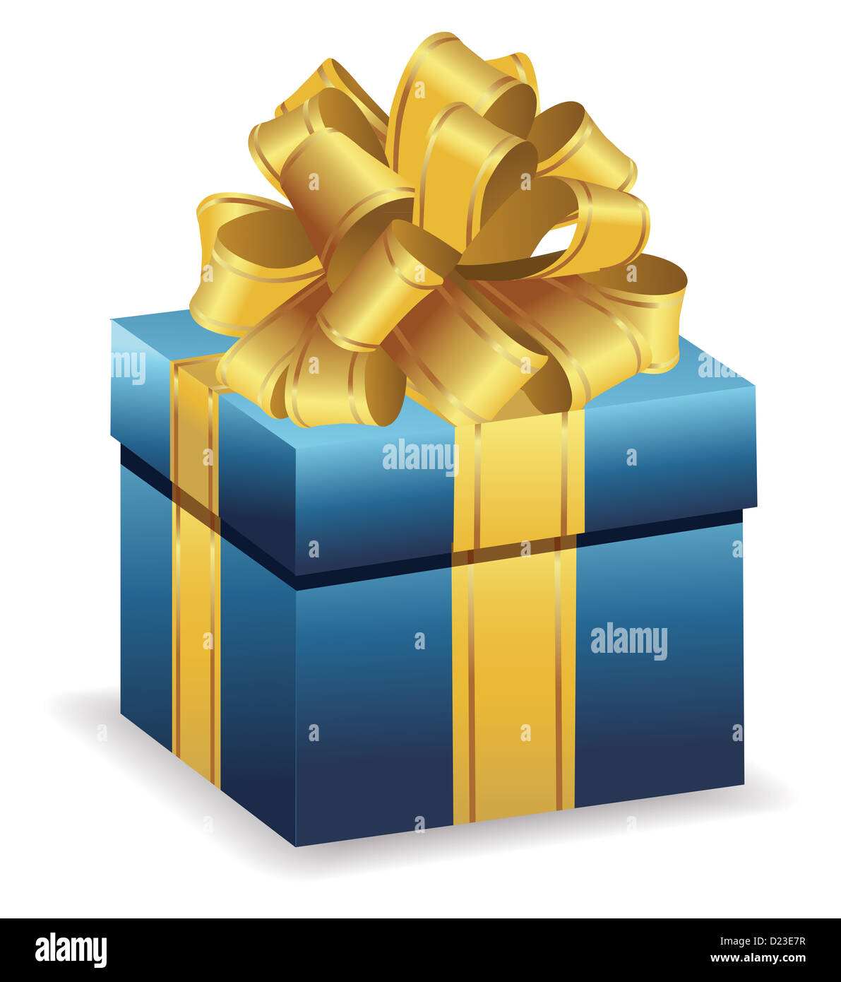 Boîte cadeau bleu avec du ruban jaune isolé sur fond blanc Photo Stock -  Alamy