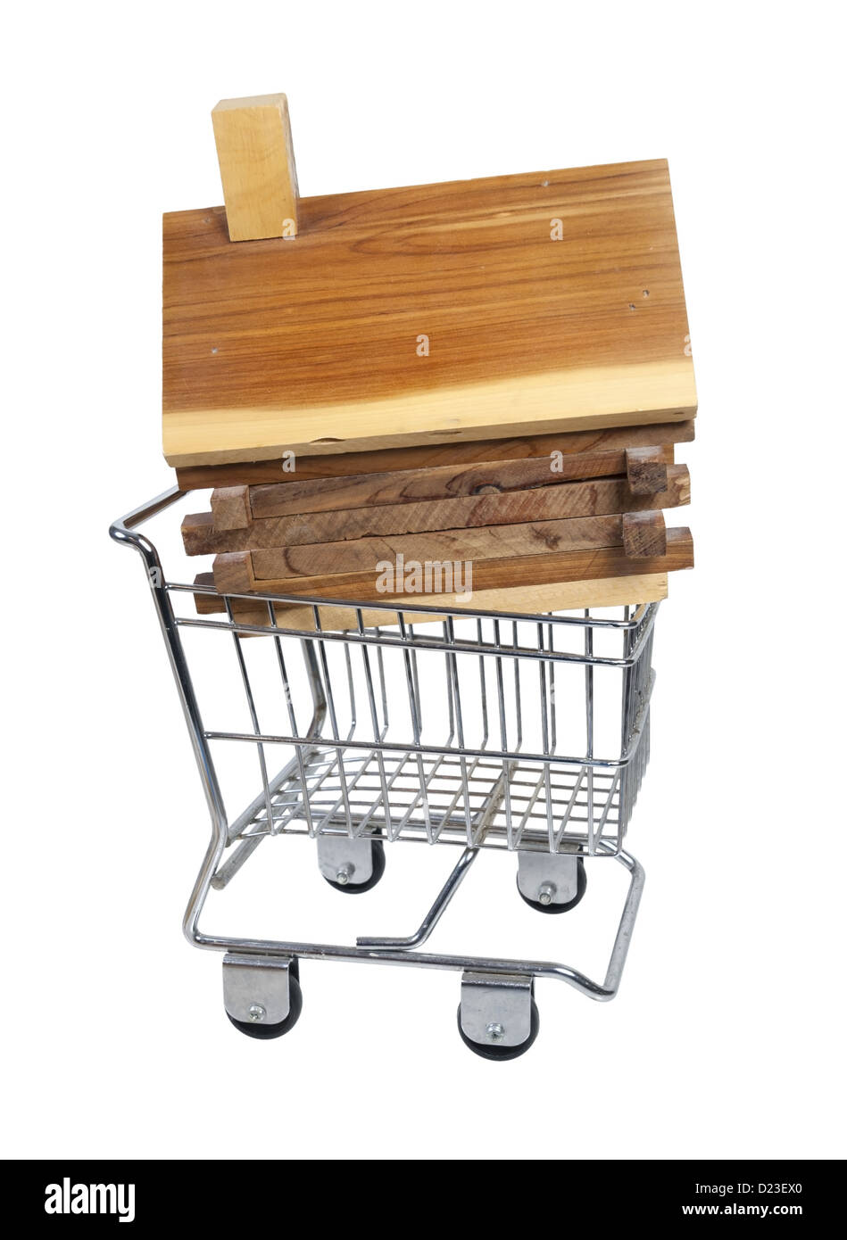 Cabane en bois faites de planches de bois et poutres apparentes dans un panier Banque D'Images