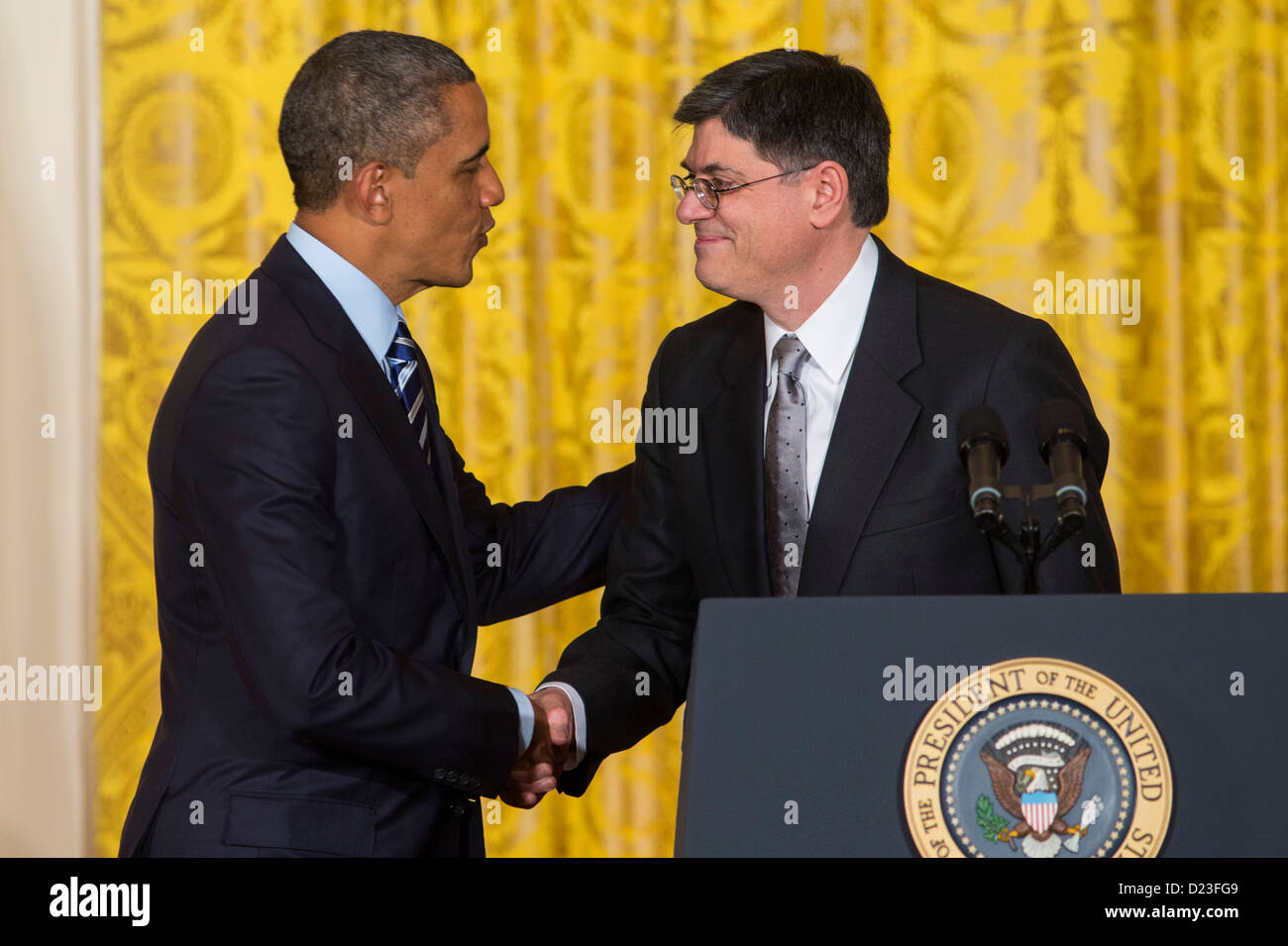 Le président Barack Obama nomme Jack Lew pour secrétaire au Trésor. Banque D'Images