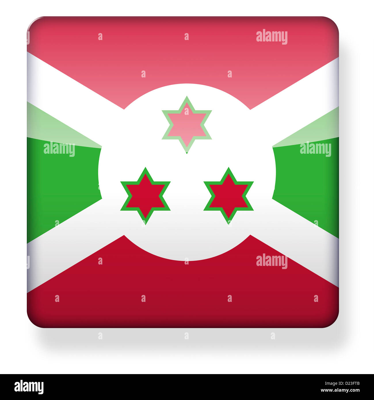 Burundi drapeau comme une icône de l'application. Chemin de détourage inclus. Banque D'Images