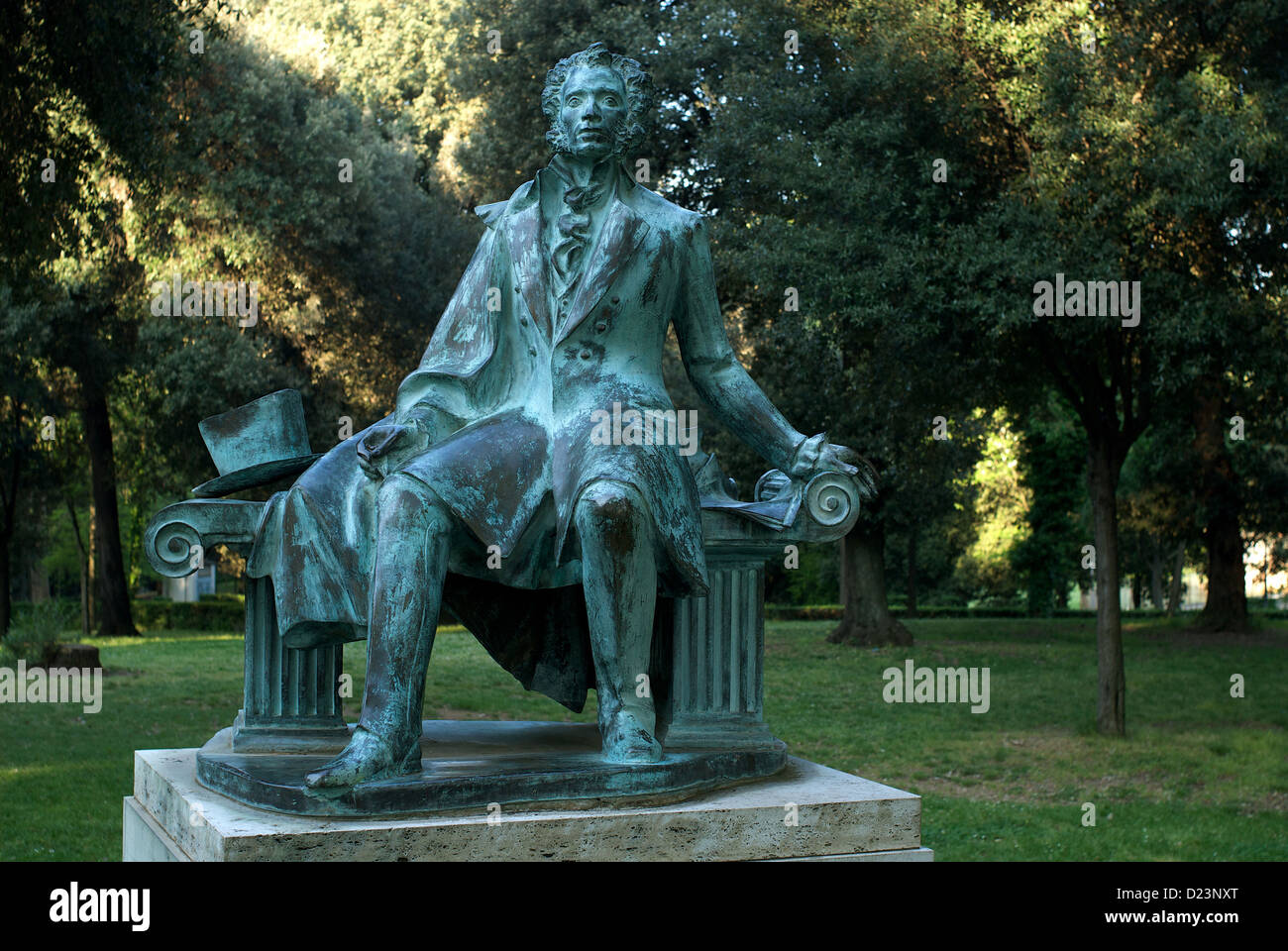 Rome, Italie, monument d'Alexandre Pouchkine dans le parc de la Villa Borghese Banque D'Images