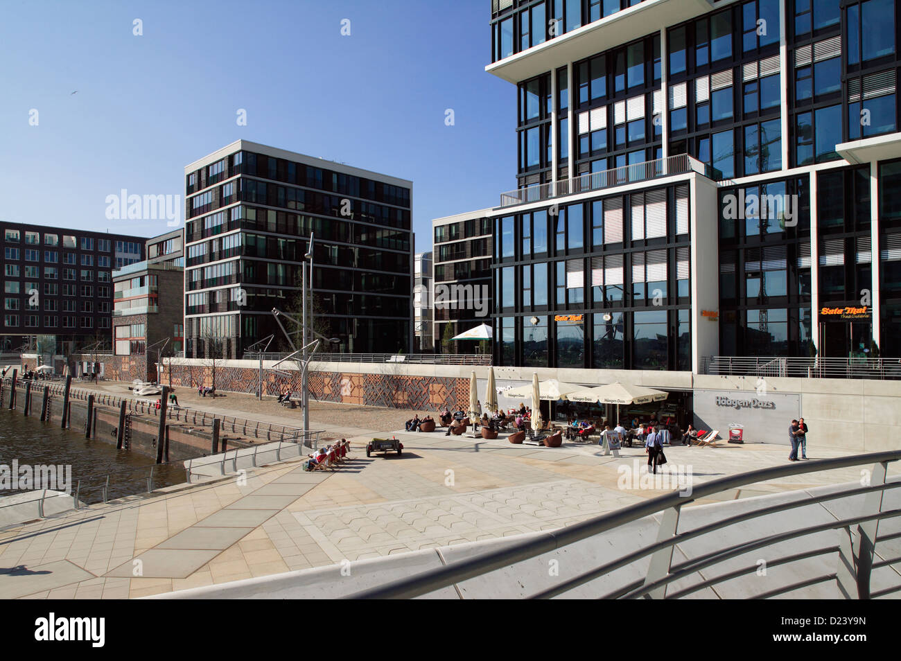 Hambourg, Allemagne, Marco Polo terrasses et les nouveaux bâtiments à Dalmannkai, HafenCity Banque D'Images
