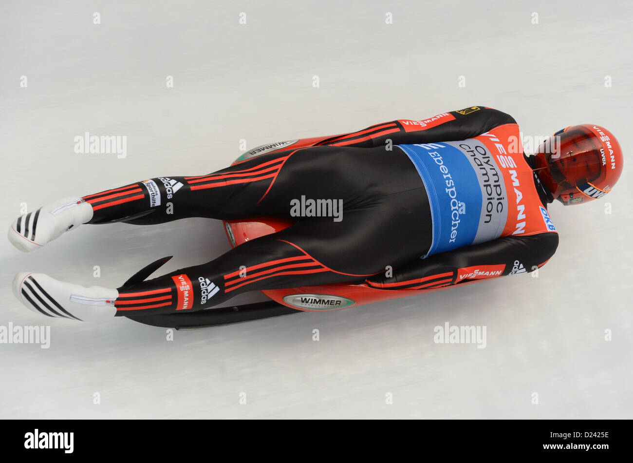 Luger allemand Felix Loch participe au fil des Championnats d'Europe de Luge de à Oberhof, Allemagne, 13 janvier 2013. Il a terminé en première place. Photo : Hendrik Schmidt Banque D'Images