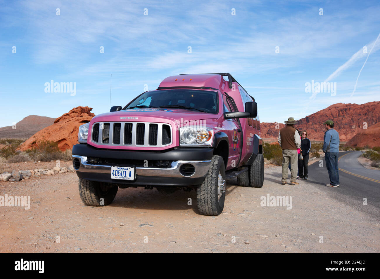 Pink Jeep tour construit à cet effet véhicule à vallée de feu park nevada usa Banque D'Images