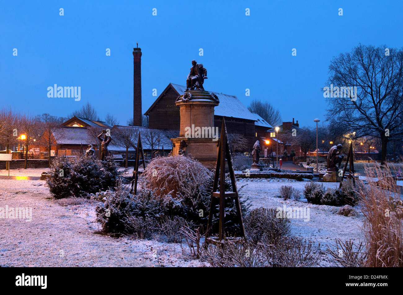 Jardins de Bancroft en hiver, Stratford-upon-Avon, Royaume-Uni Banque D'Images