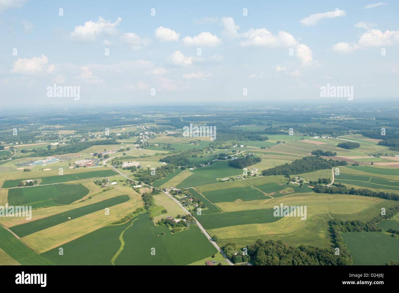 Vue aérienne de la ligne Mason Dixon, Maryland paysage agricole Banque D'Images