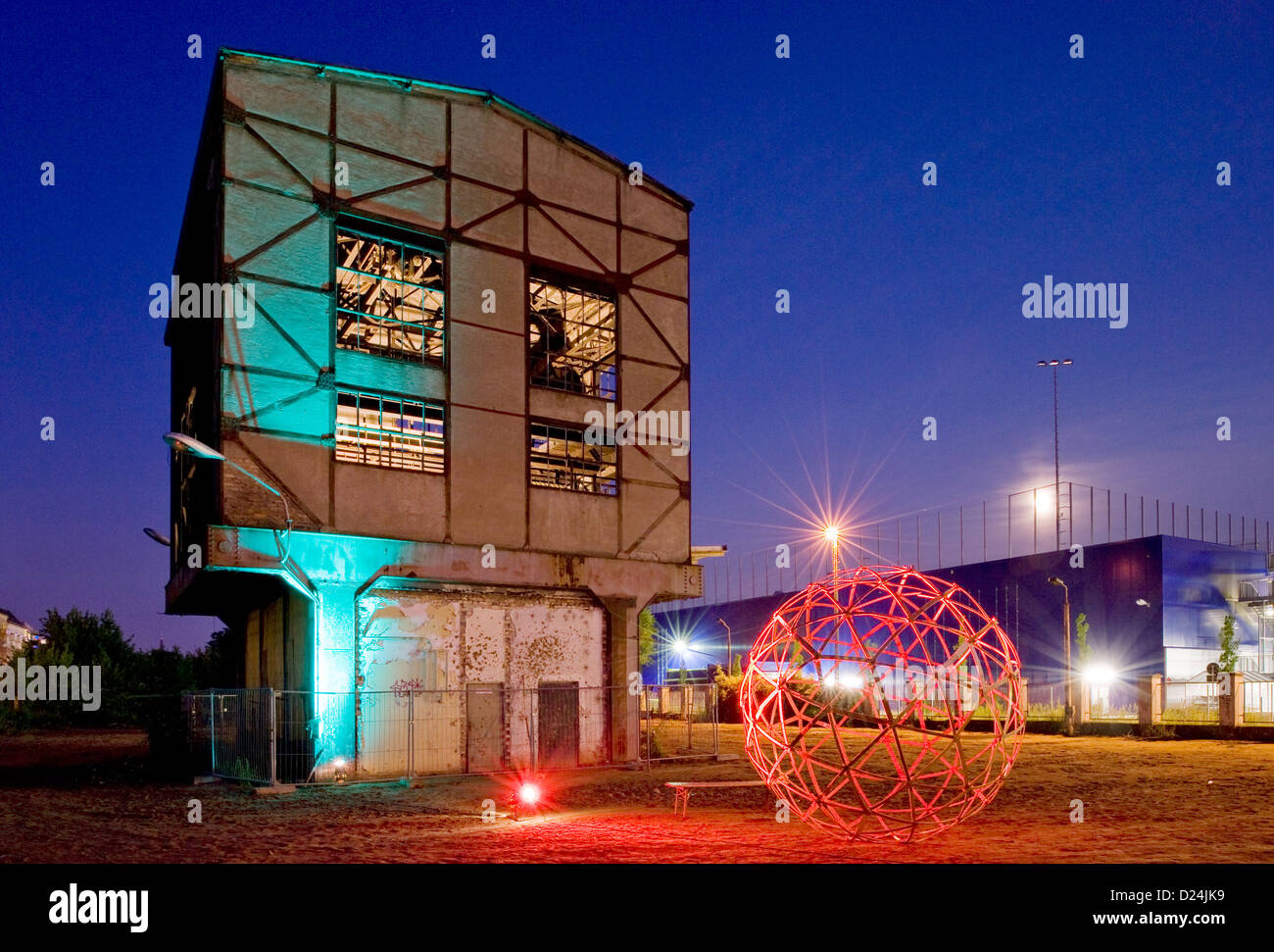 Berlin, Allemagne, installation lumineuse à la station interlocking Wriezener Banque D'Images