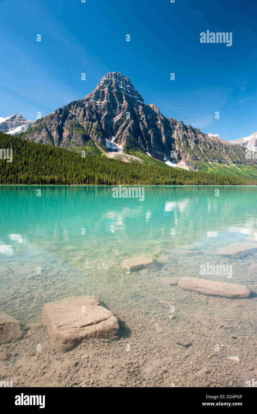 Panorama du lac mistaya, sur la promenade des glaciers dans le parc national de Banff, Alberta, Canada Banque D'Images