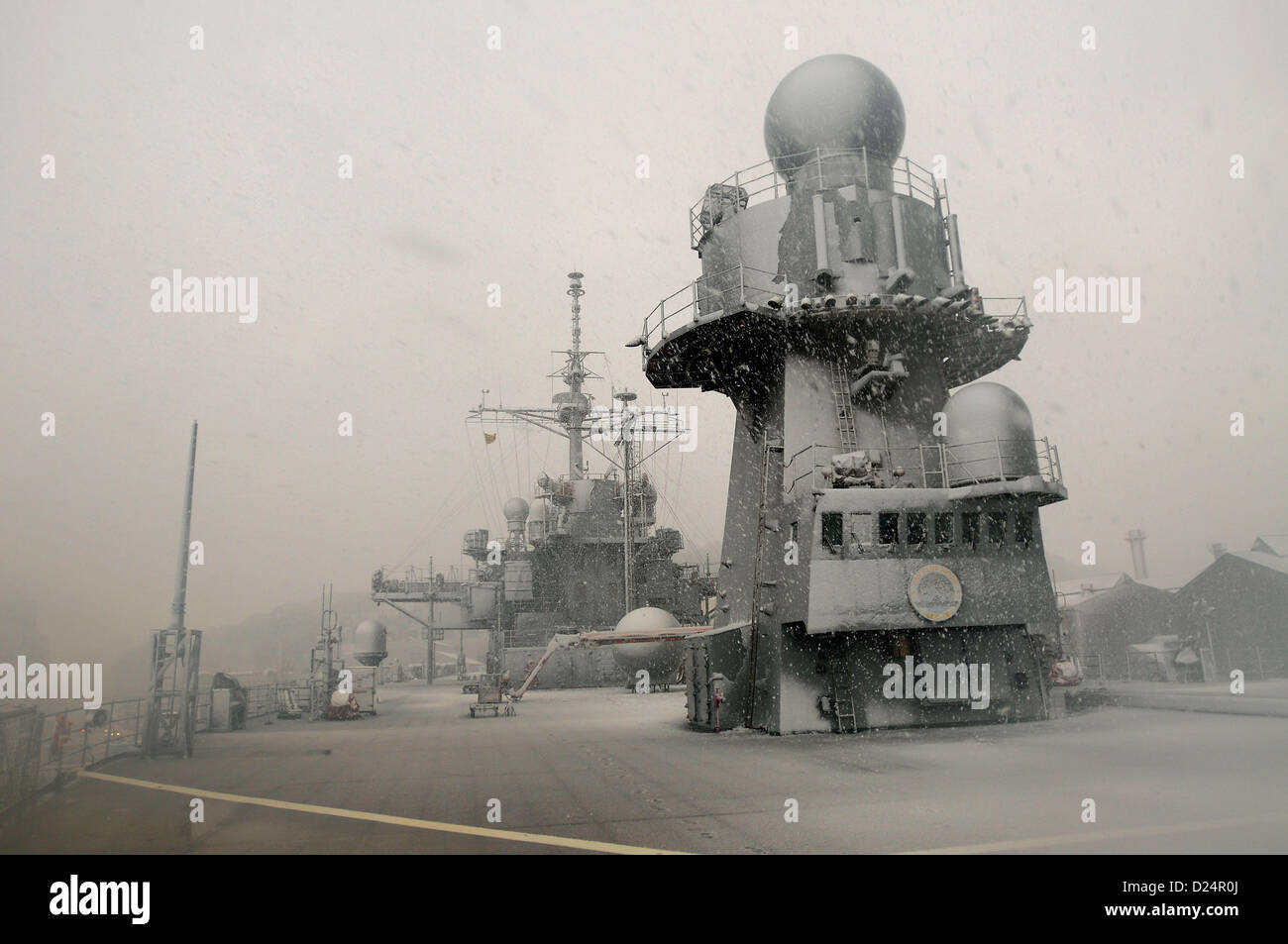 Le pont principal du navire amiral USS Blue Ridge (LCC 19) de la 7e ...