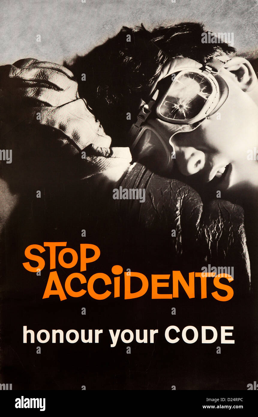 La sécurité routière, 1950, affiches de sécurité moto ROSPA Banque D'Images
