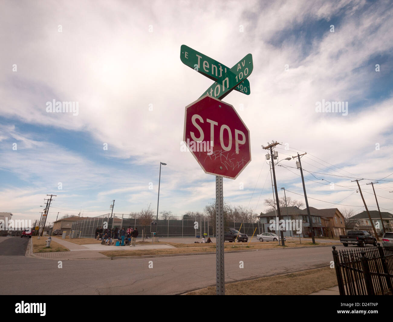 Corner dans le quartier d'Oak Cliff à Dallas où Lee Harvey Oswald a tué agent de police de Dallas J. D. Tibbit Banque D'Images