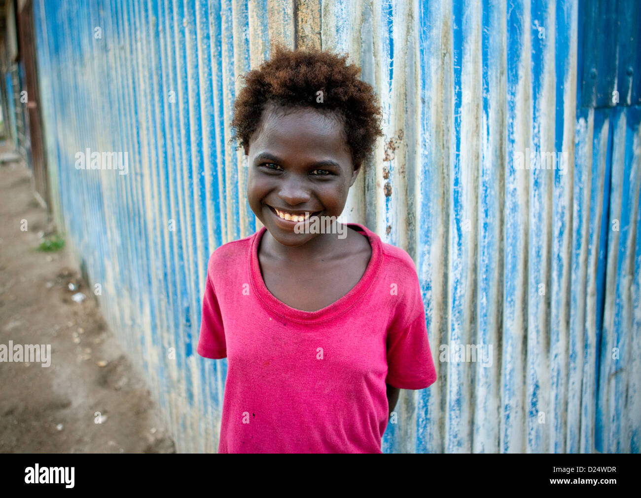 Smiling Girl, Bougainville, en Papouasie Nouvelle Guinée Banque D'Images