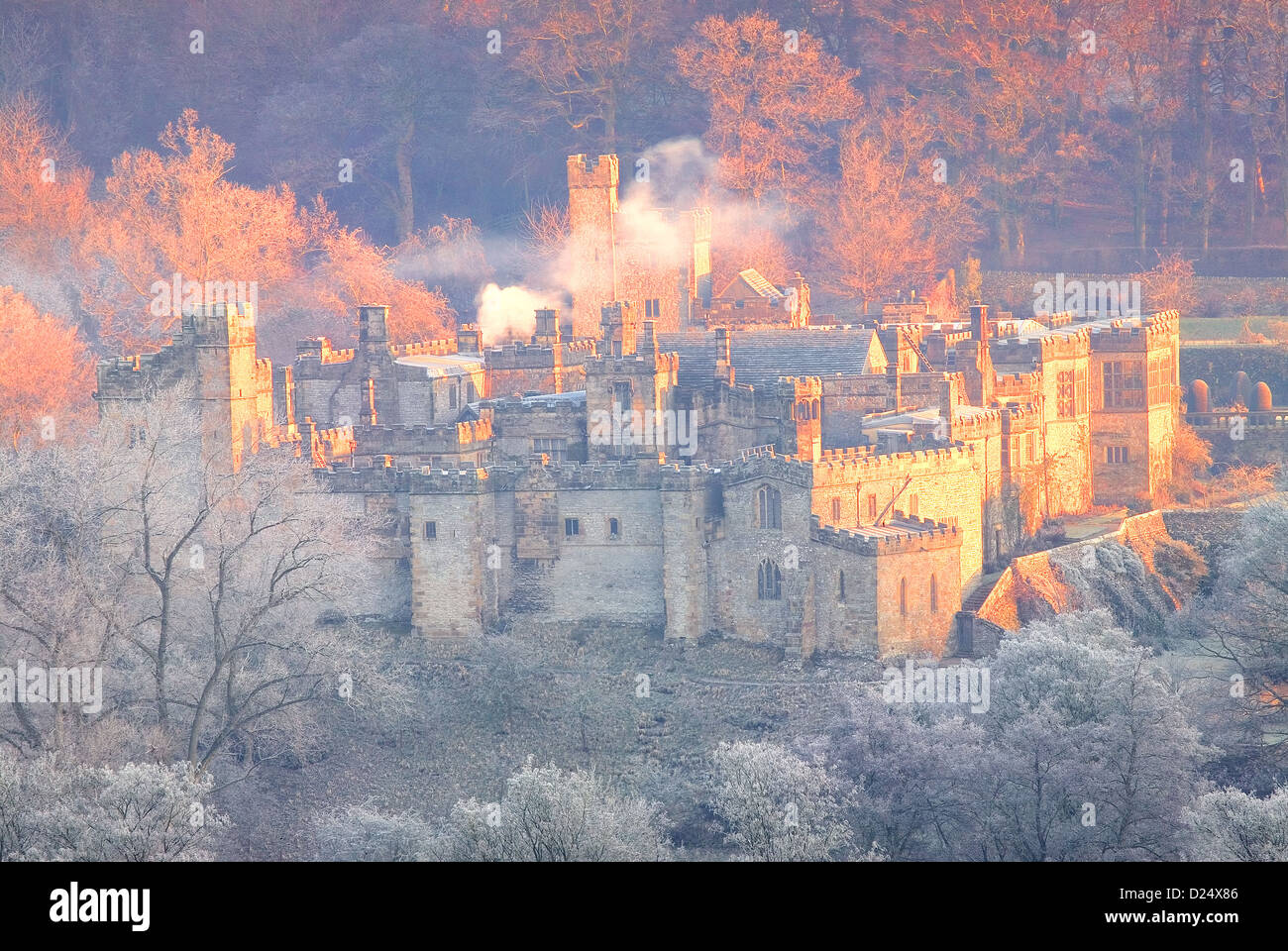 Haddon Hall Derbyshire Peak District l'hiver Banque D'Images