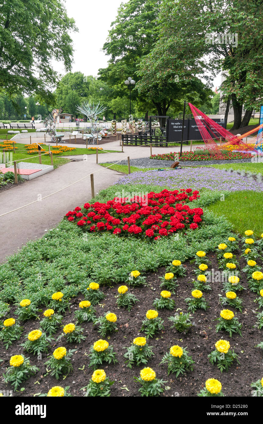 Jardin des dessins ou modèles auprès du Festival des fleurs de Tallinn en Estonie Banque D'Images