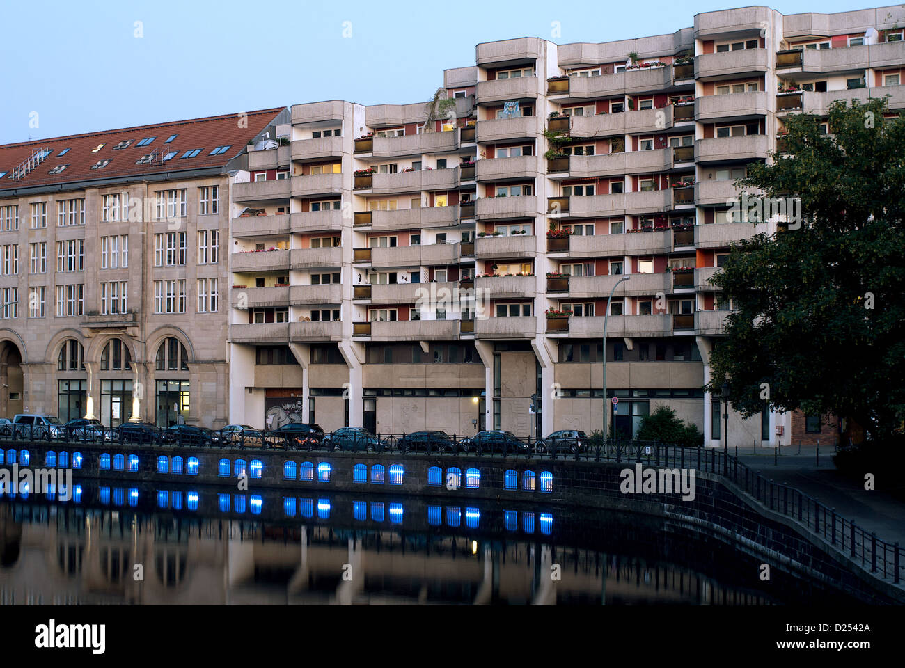 Berlin, Allemagne, au crépuscule Spittelmarkt résidentiel Banque D'Images