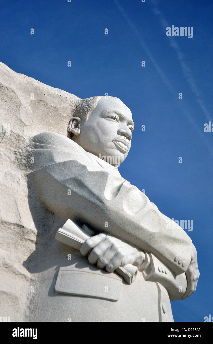 Photographie de la Memorial Statue de Civil Rights Leader Dr Martin Luther King Jr à Washington DC USA MLK Copy Space Banque D'Images