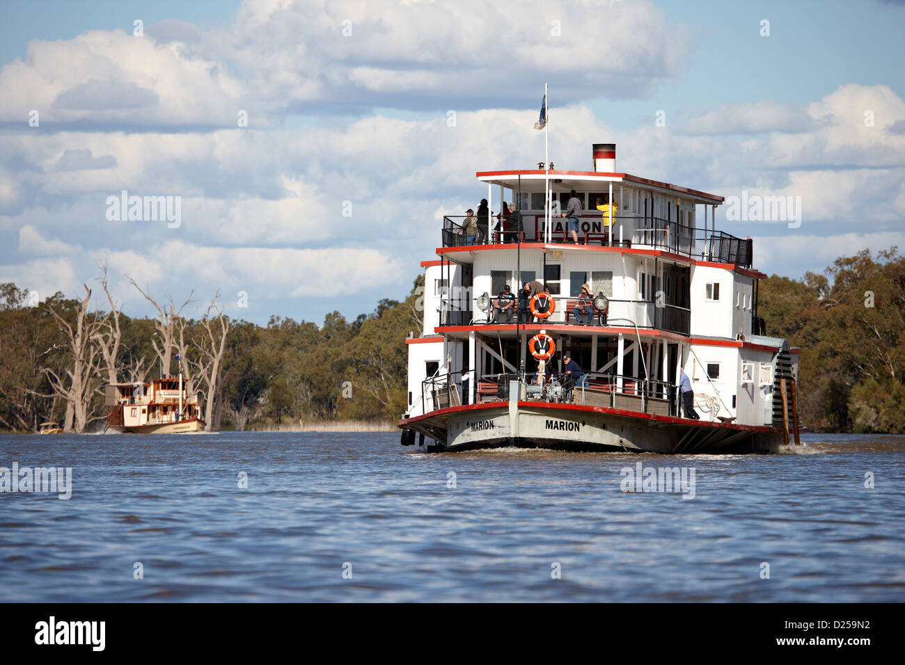 Marion vapeur à aubes, sur le point de tourner de Murray River dans la rivière Darling. Banque D'Images