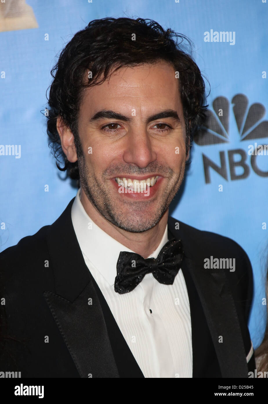 L'acteur britannique Sacha Baron Cohen pose dans la photo de presse de la 70e assemblée annuelle Golden Globe Awards présenté par la Hollywood Foreign Press Association (HFPA,, à l'hôtel Beverly Hilton à Beverly Hills, USA, le 13 janvier 2013. Photo : Hubert Boesl Banque D'Images